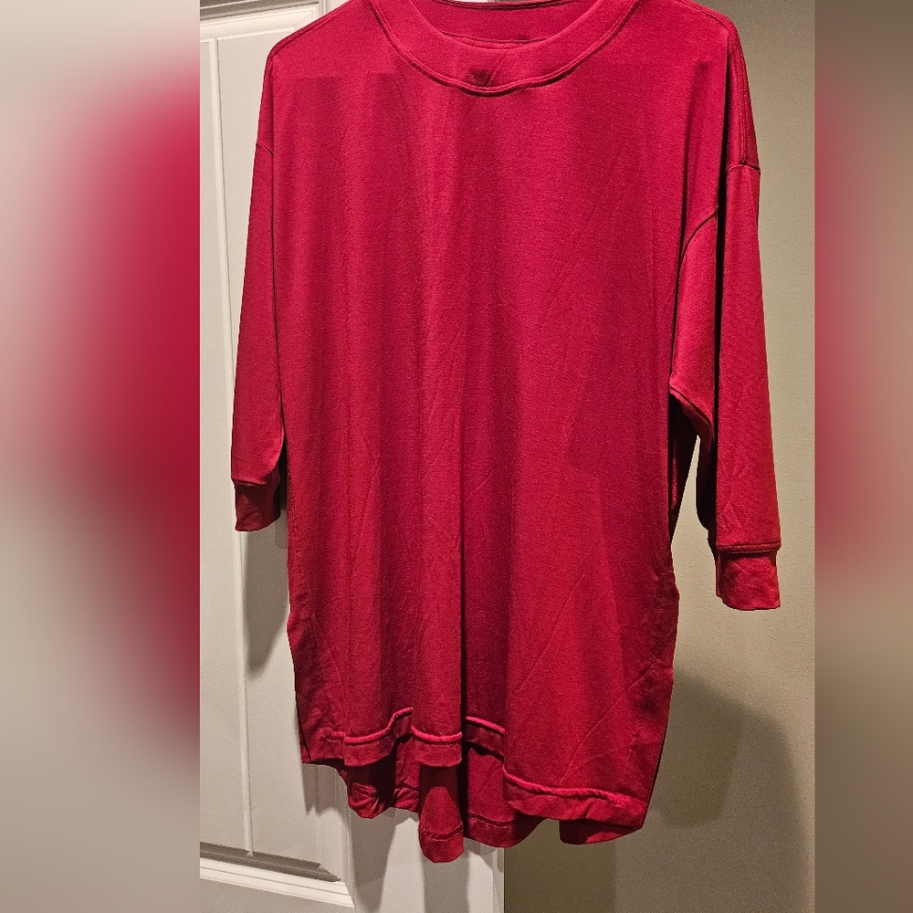 Athleta Red Oversized Tee. Lonng Sleeve